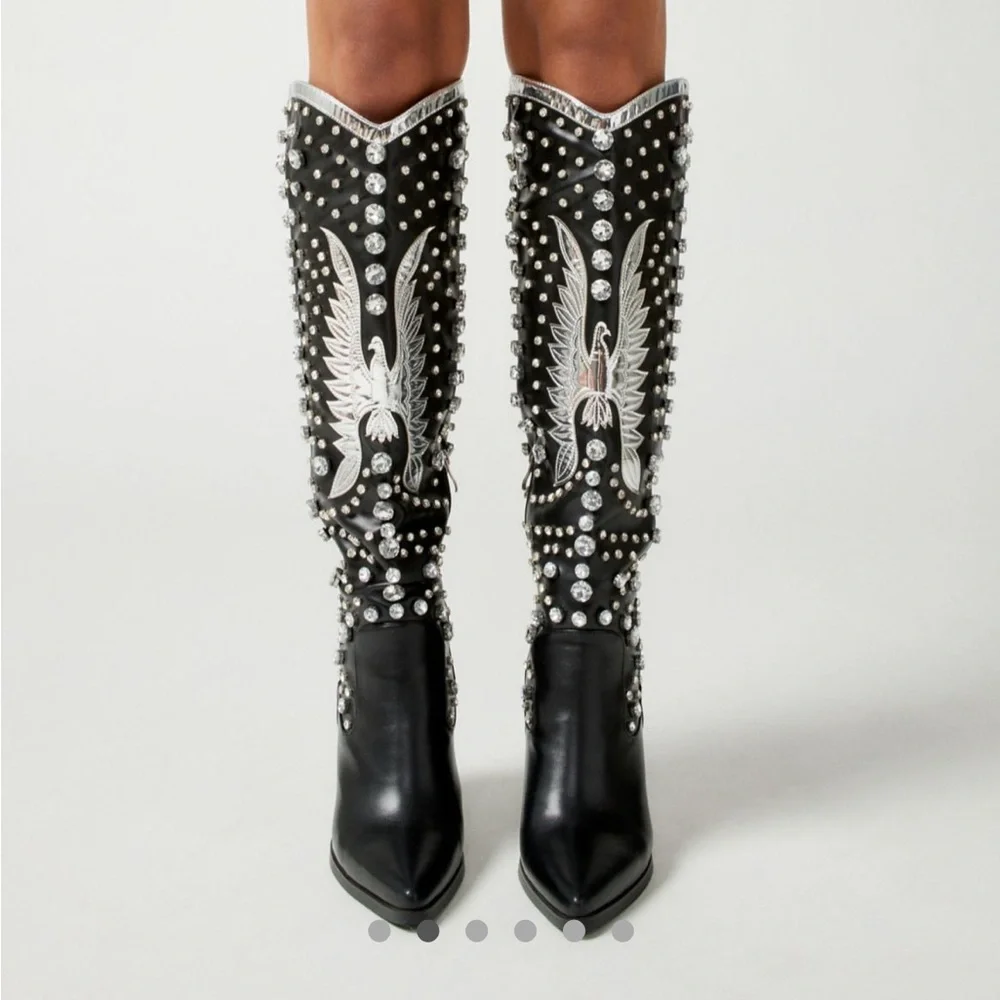 NWT Azalea Wang Upbeat Rhinestone Cowboy Boots - Picture 4 of 6